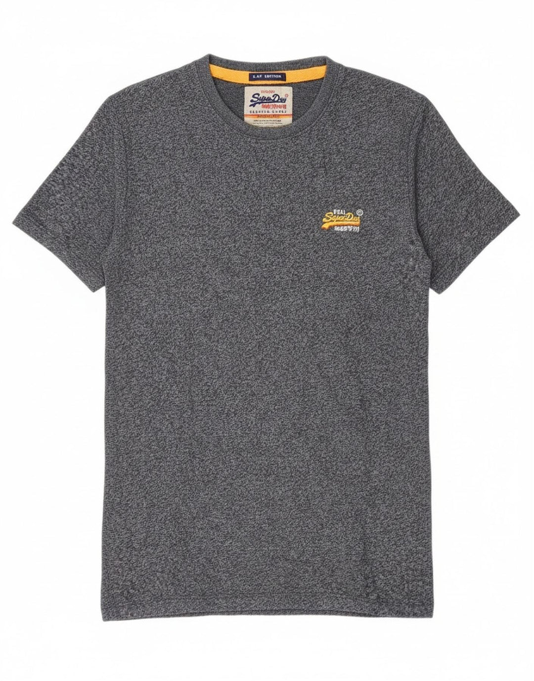 Superdry Mens T-Shirt Top Small Navy Blue Flecked Cotton