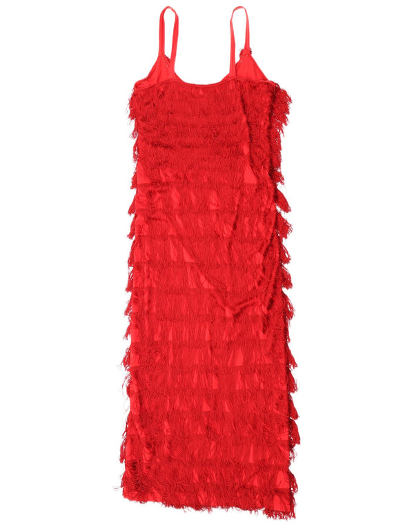 Abito Charleston vintage da donna senza maniche UK 6 XS rosso cotone