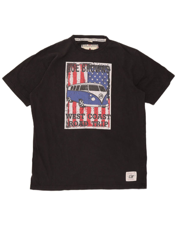 T-shirt grafica da uomo Joe Browns Top grande in cotone nero