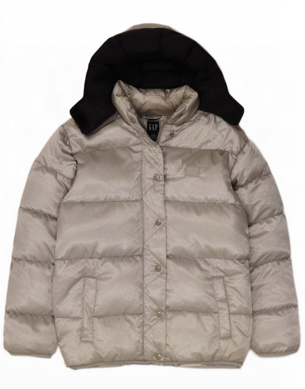 Gap Womens Hooded Oversized Padded Jacket UK 16 Large Silver Polyester