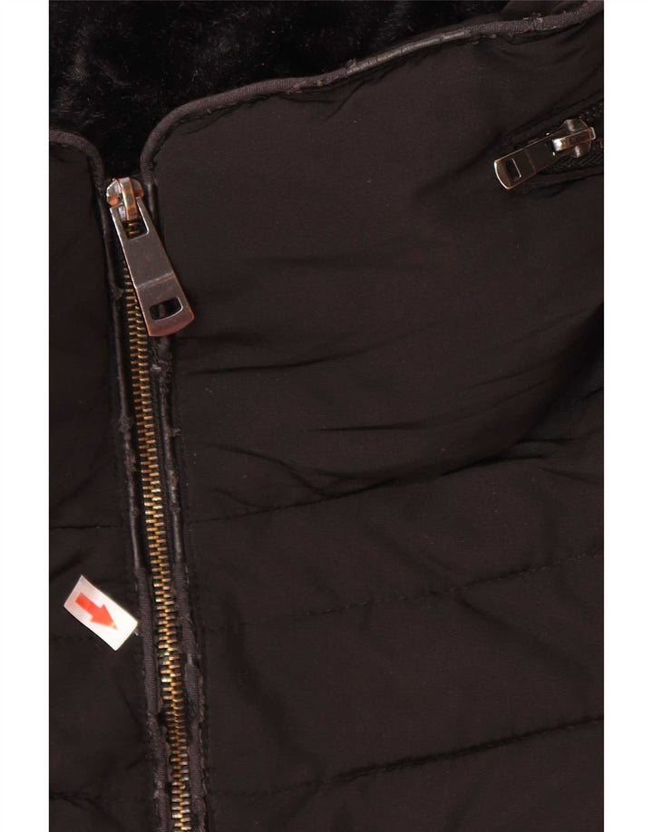 Zara Womens Hooded Padded Jacket UK 10 Small Black