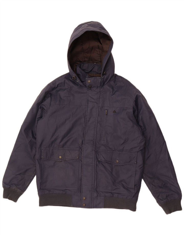 Quiksilver Mens Hooded Bomber Windbreaker Jacket UK 38 Medium Navy Blue