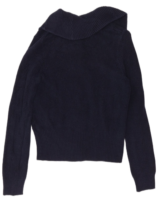Maglione cardigan da donna CHAPS UK 10 piccolo cotone blu navy