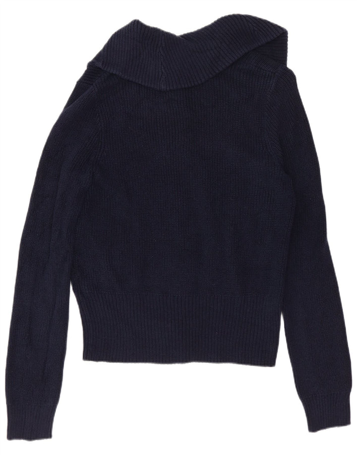 CHAPS Womens Cardigan Sweater UK 10 Small Navy Blue Cotton