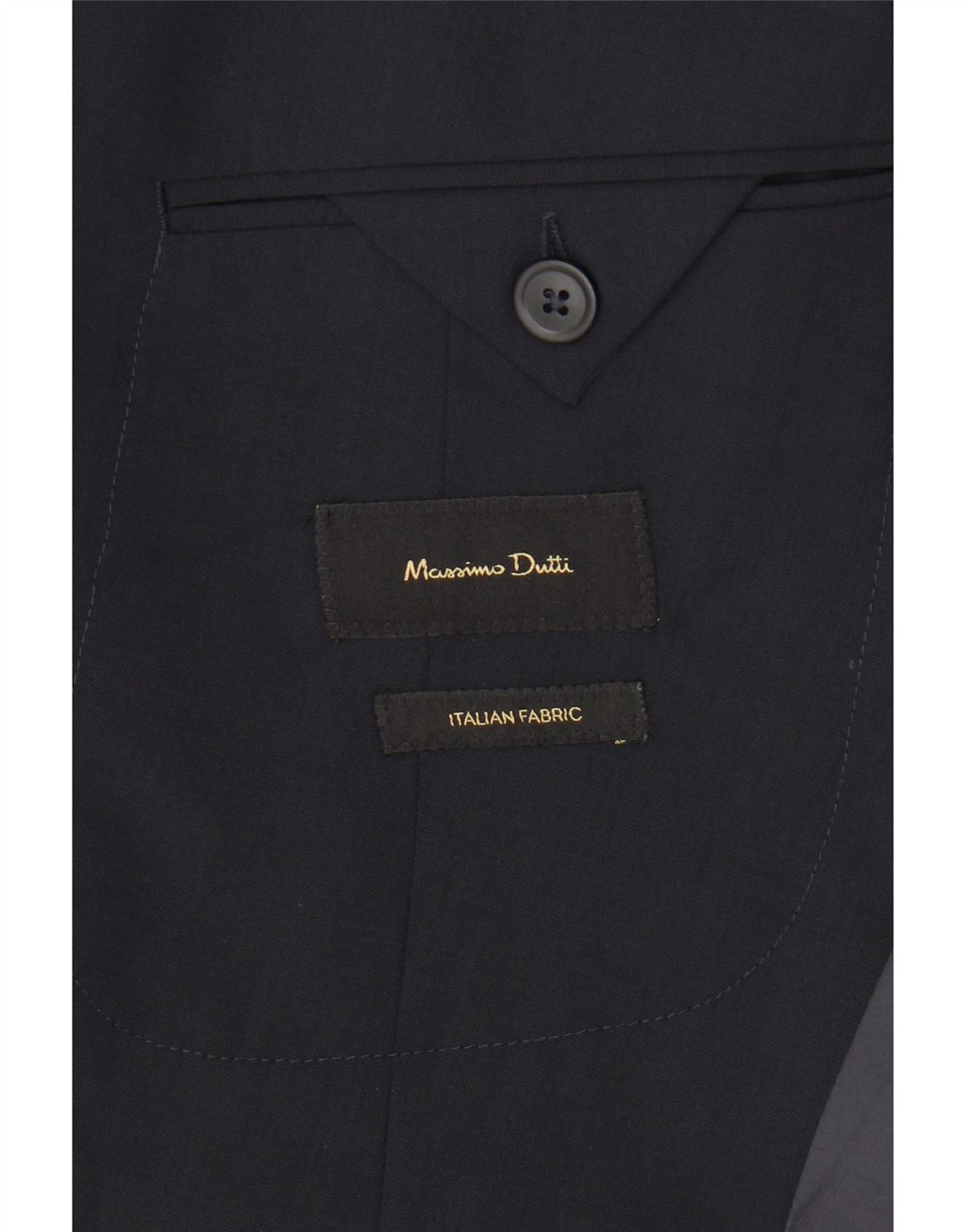 MASSIMO DUTTI Mens 2 Button Blazer Jacket EU 48 Medium Navy Blue Polyester Vintage Massimo Dutti and Second-Hand Massimo Dutti from Messina Hembry 