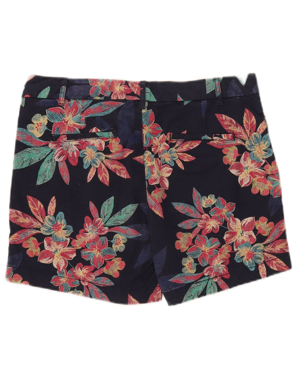Fat Face Dame Chino Shorts UK 12 Medium W32 Navy Blue Floral Bomuld