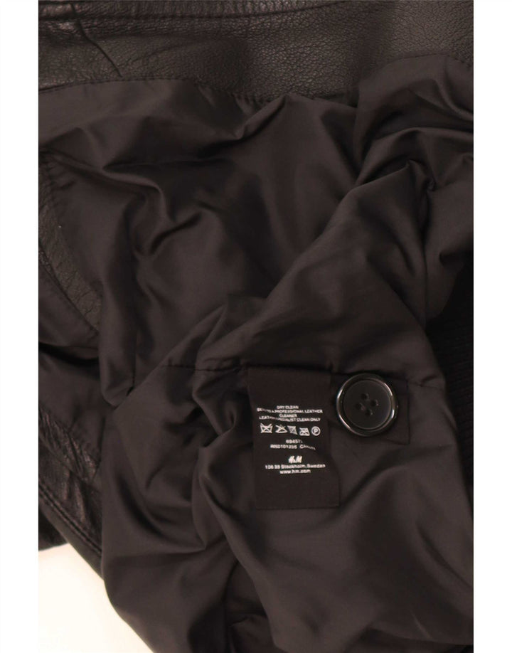 H&M Γυναικείο Military Leather Jacket UK 14 Medium Black