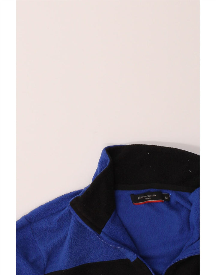 PIERRE CARDIN Mens Zip Neck Fleece Jumper Medium Blue Colourblock Vintage Pierre Cardin and Second-Hand Pierre Cardin from Messina Hembry 