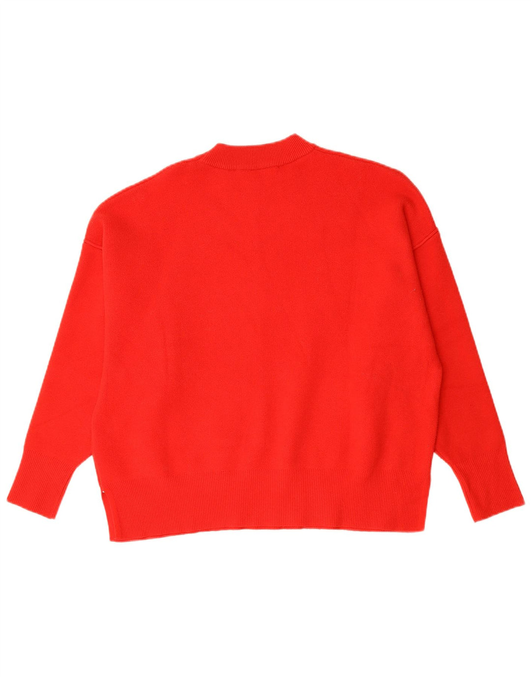 ZARA Womens Oversized Crew Neck Jumper Sweater UK 10 Small Red Viscose