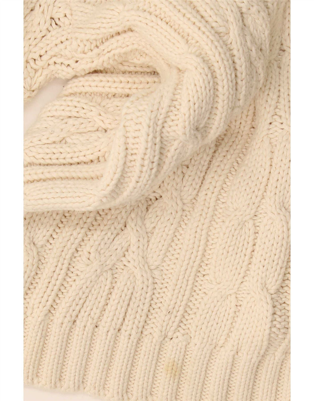 Vintage Mens Roll Neck Jumper Sweater Large Beige Cotton