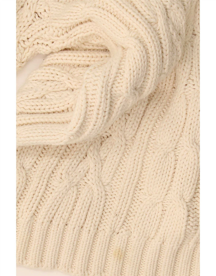 Vintage Mens Roll Neck Jumper Sweater Large Beige Cotton