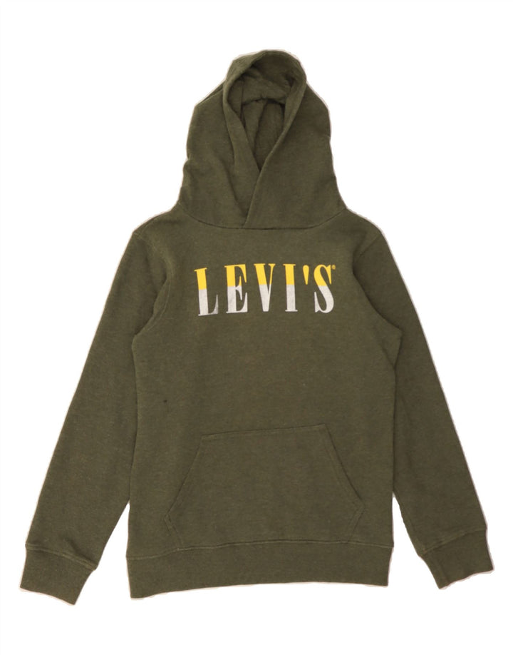 LEVI'S Girls Graphic Hoodie Jumper 13-14 Years Green Cotton Vintage Levi's and Second-Hand Levi's from Messina Hembry 