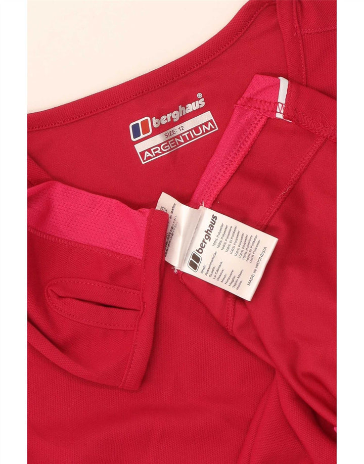 Maglia da donna Berghaus a maniche lunghe UK 12 medio rosso poliestere