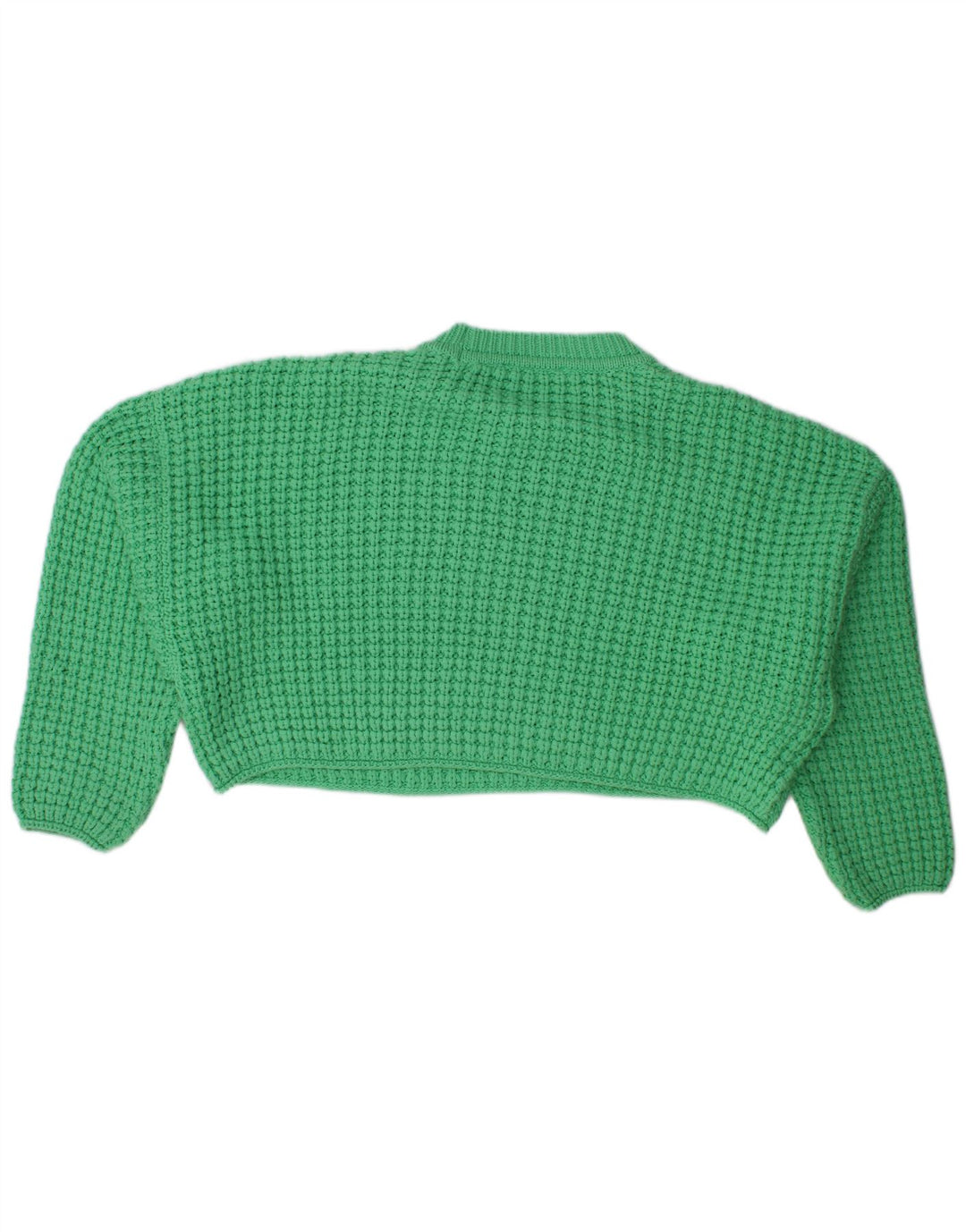 Zara Womens Crop Oversized Crew Neck Jumper Sweater UK 14 Medium Green