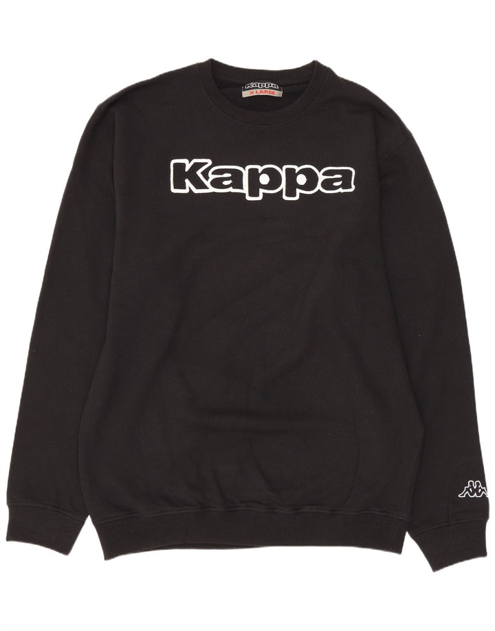 Kappa Mens Graphic Sweatshirt Jumper XL Black Cotton