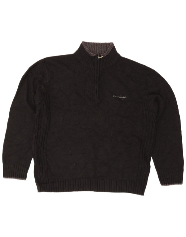 Pierre Cardin Herren-Pullover mit Reißverschluss, XL, schwarzes Acryl