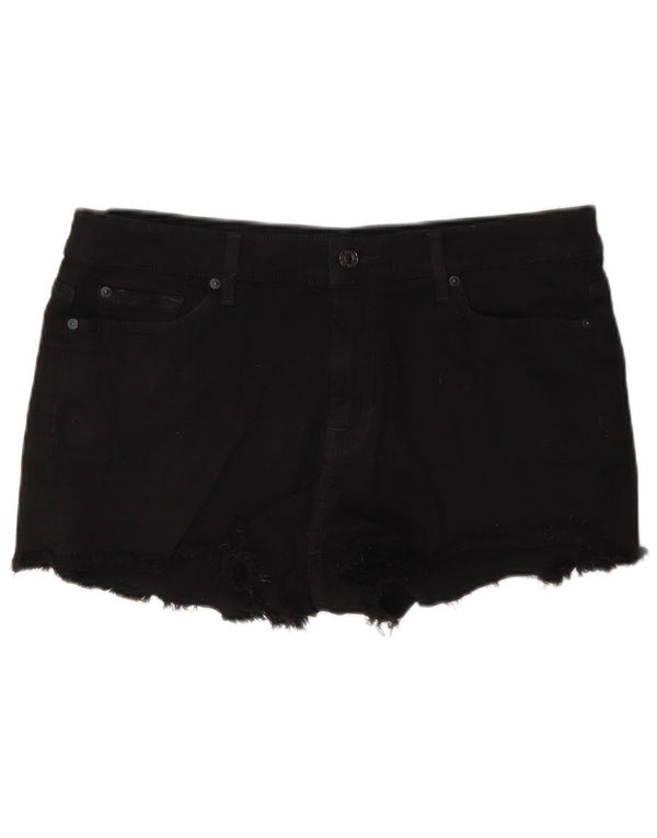 7 For All Mankind Womens Denim Shorts W34 Large Black Cotton