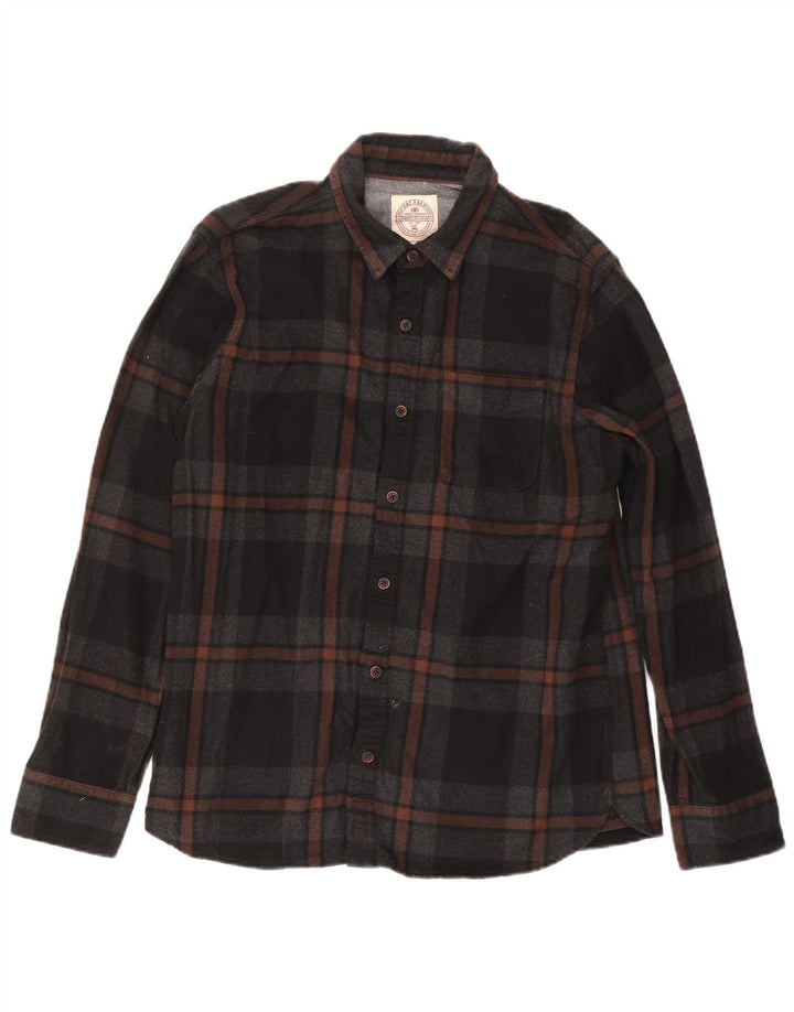 Fat Face Mens Flannel Shirt Large Black Check Cotton