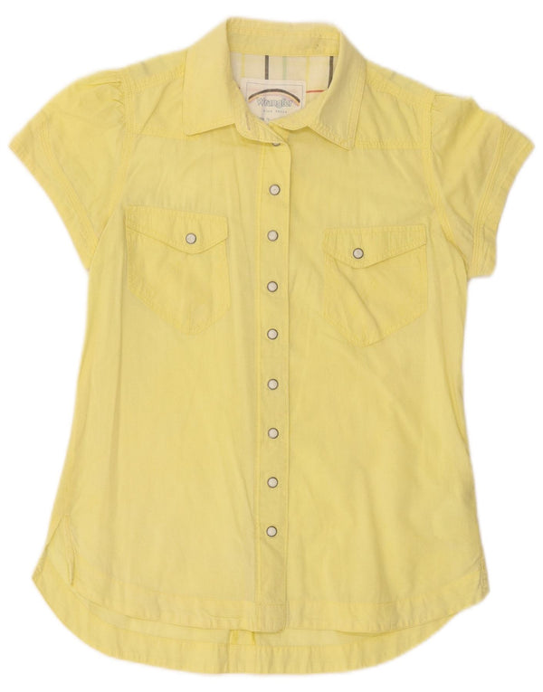 Wrangler Damen Kurzarmhemd UK 10 Small Gelb Baumwolle