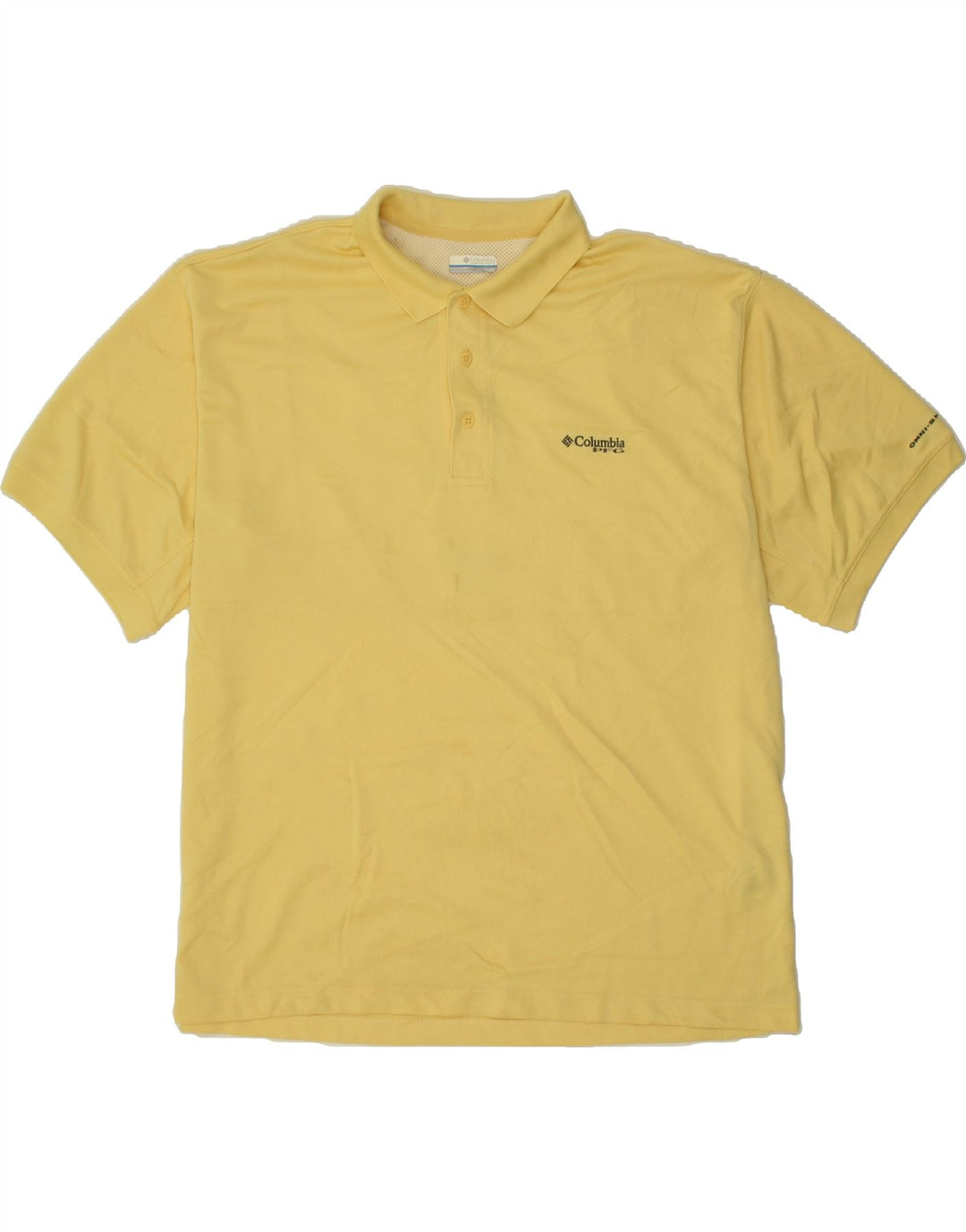 COLUMBIA Mens Big & Tall Polo Shirt XL Yellow Polyester Vintage Columbia and Second-Hand Columbia from Messina Hembry 