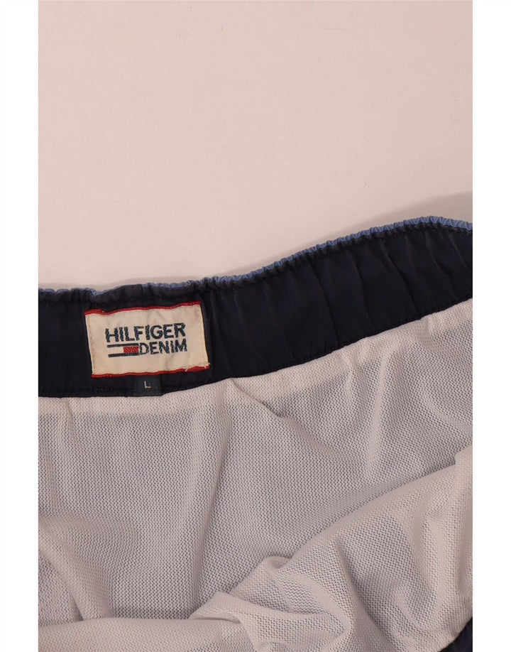 Tommy Hilfiger Mens Graphic Swimming Shorts Large Blue Polyester