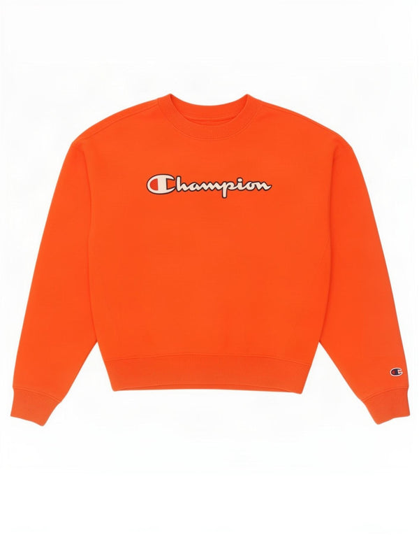 Champion Womens Graphic Oversized Sweatshirt Pullover UK 10 Small Orange