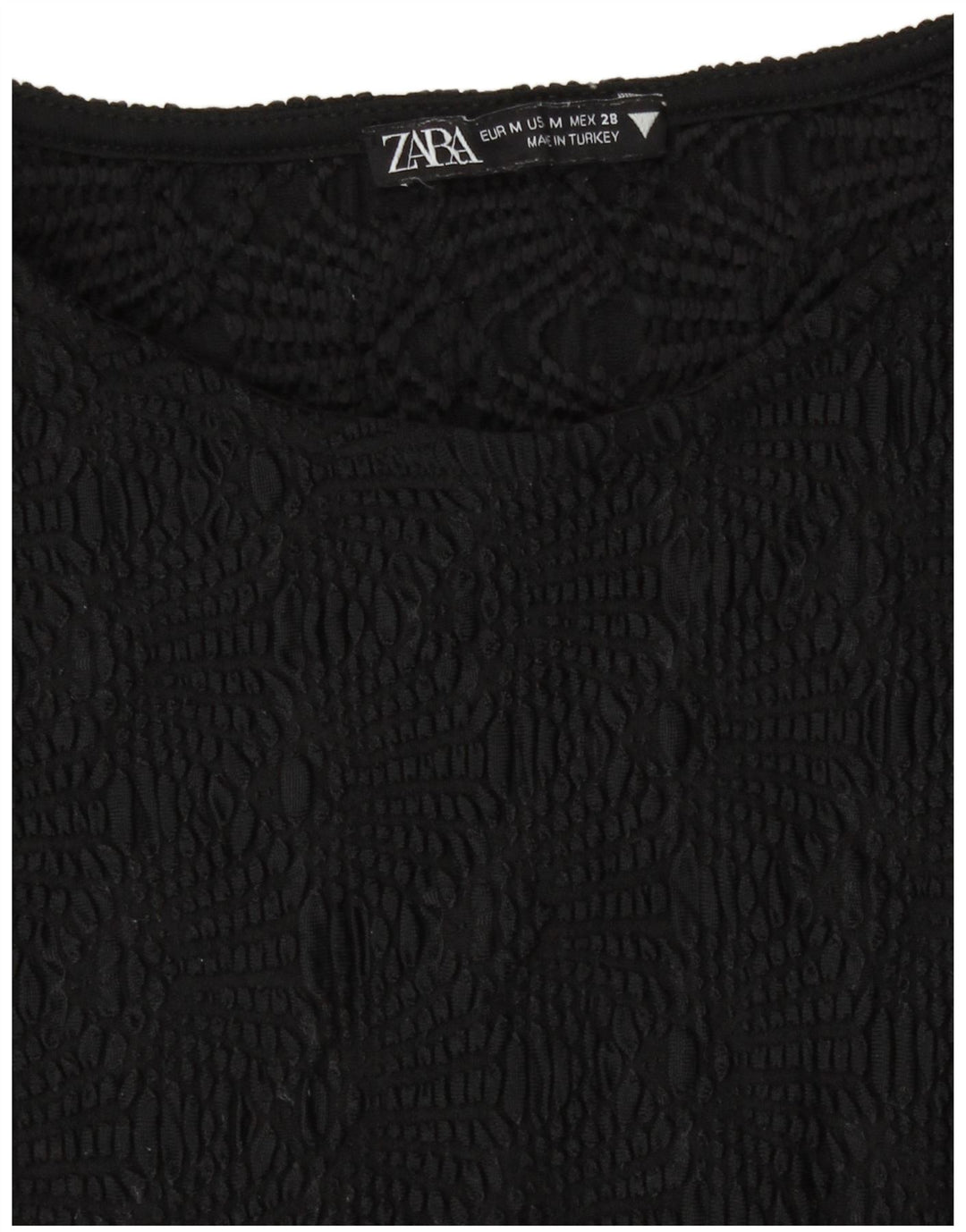 Zara Mujer Crop Blusa Top UK 42 Medio Negro Poliéster