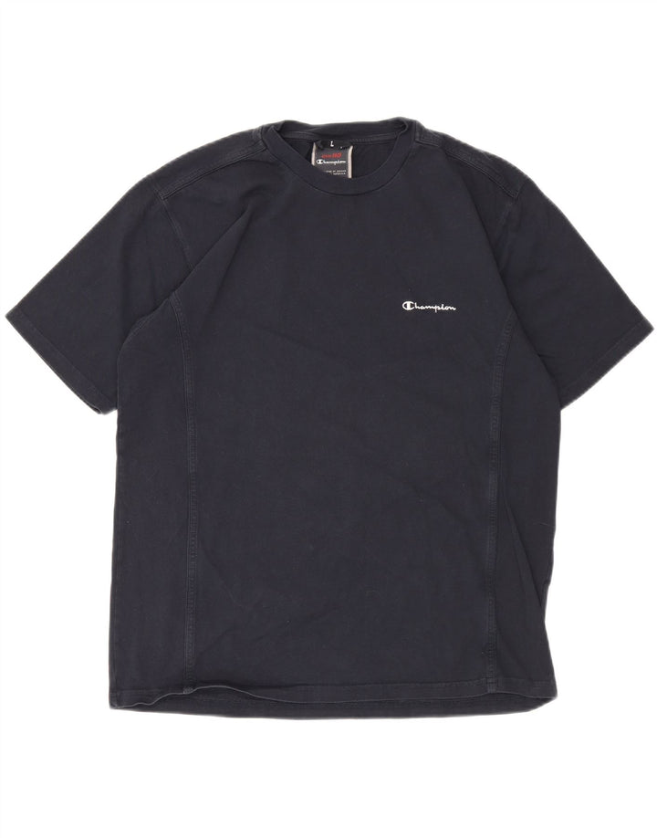 CHAMPION Mens T-Shirt Top Large Navy Blue Cotton