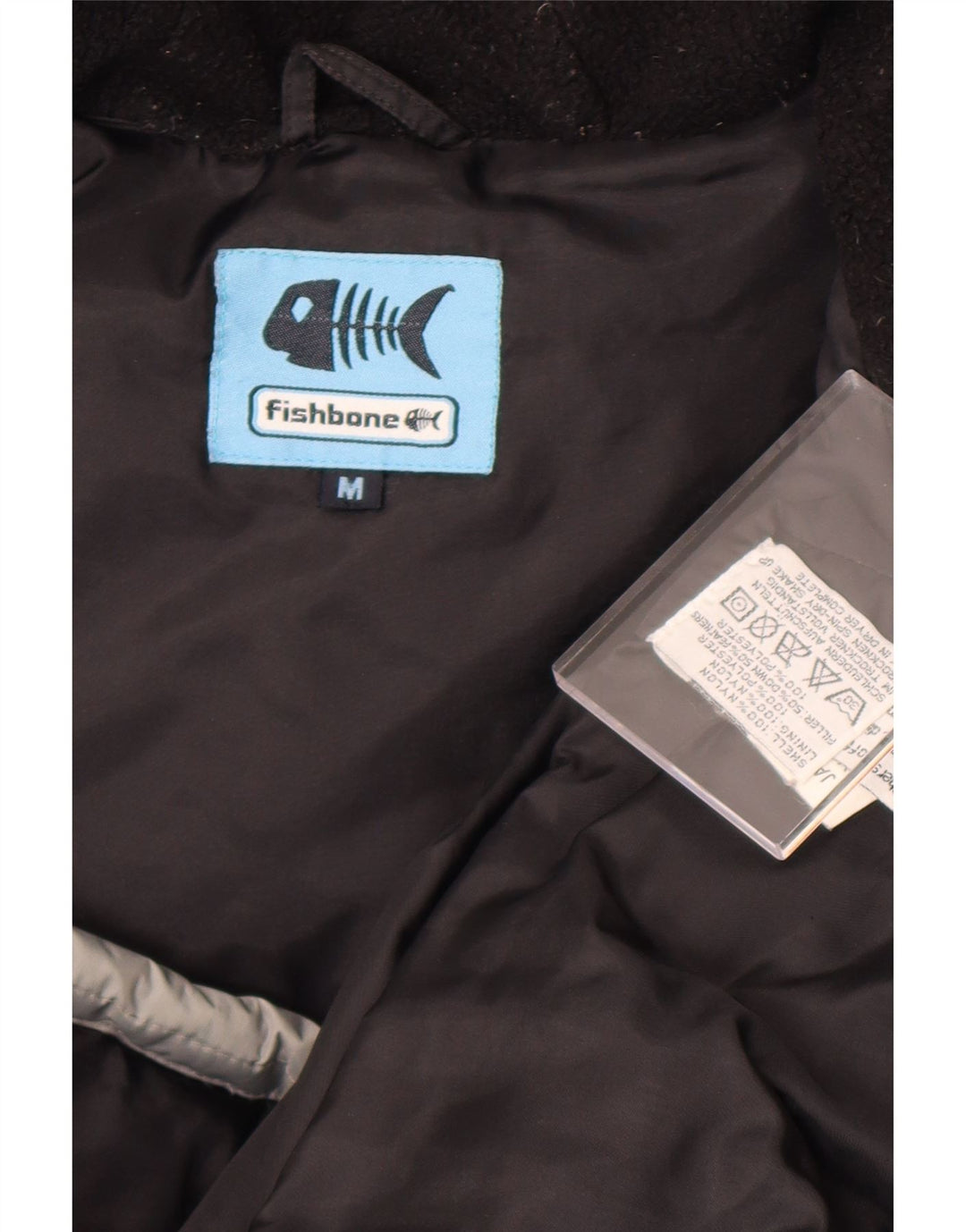 Fishbone Chaqueta acolchada con capucha para hombre ES 38 Nylon color block gris medio