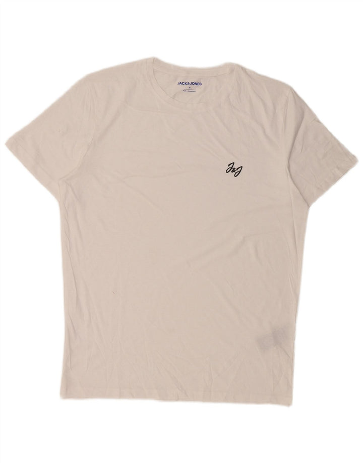 JACK & JONES Mens T-Shirt Top Medium White Cotton