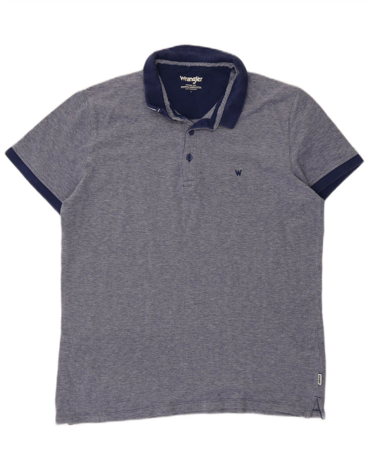 Wrangler Mens Polo Shirt Large Navy Blue Cotton