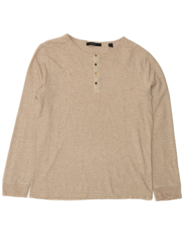 Scotch & Soda Hombre Top Manga Larga XL Algodón Moteado Beige
