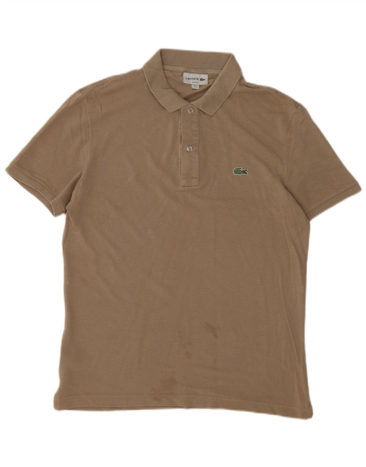 Polo da uomo slim fit Lacoste taglia 4 in cotone marrone medio