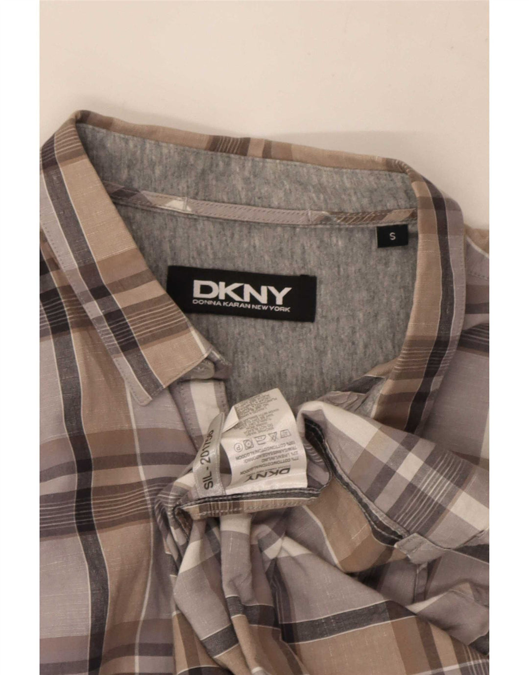 Camicia da uomo Dkny piccola in cotone a quadri grigi