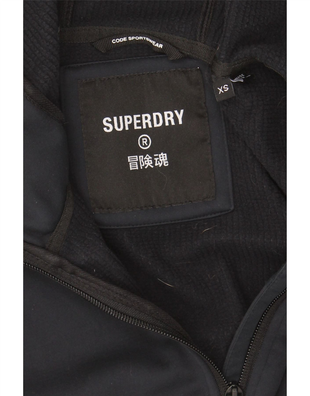 SUPERDRY Mens Zip Hoodie Sweater XS Navy Blue Polyester Vintage Superdry and Second-Hand Superdry from Messina Hembry 
