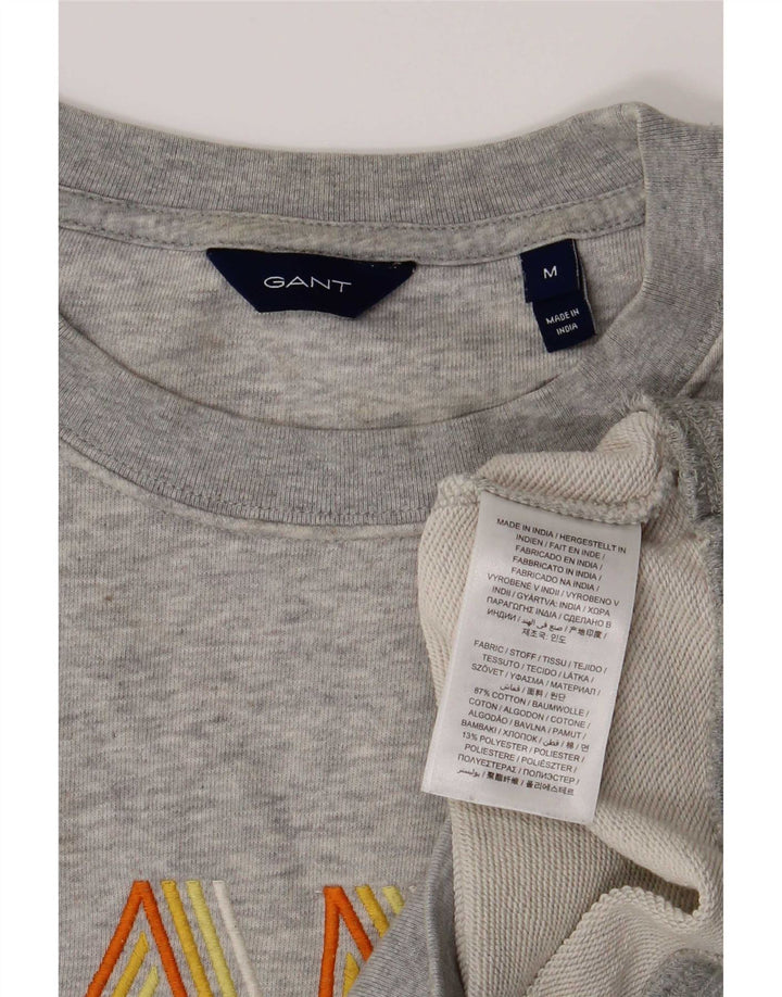 Gant Womens Graphic Sweatshirt Jumper UK 14 Medium Grey Cotton