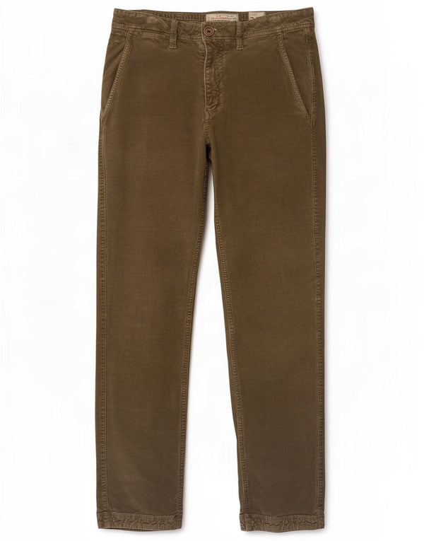 Męskie proste sztruksowe spodnie Fat Face W30 L32 Khaki Cotton
