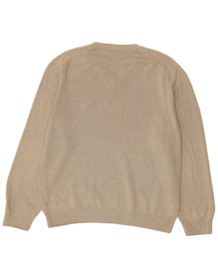 Gant Mens V-Neck Jumper Sweater XL Beige Cotton
