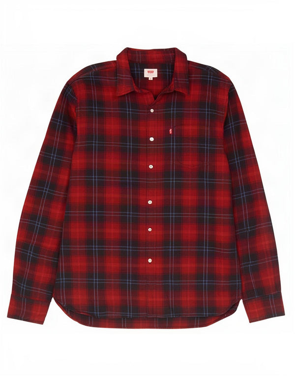 Levi's Chemise Flannel Homme Rouge Moyen Carreaux Coton