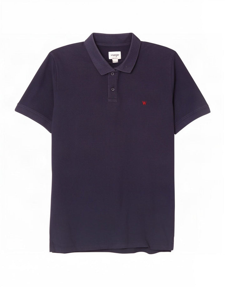 Wrangler Mens Polo Shirt Large Navy Blue Cotton