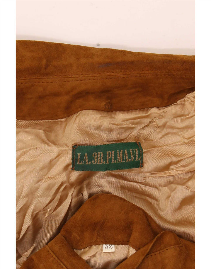 Giacca vintage in pelle scamosciata da uomo IT 52 grande marrone