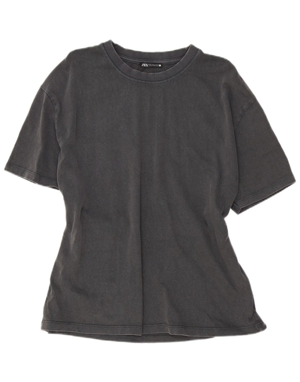 Zara Femme T-Shirt Top UK 18 XL Gris Coton