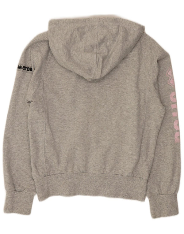 Errea Womens Graphic Hoodie Jumper UK 12 Medium Grey Flecked Cotton
