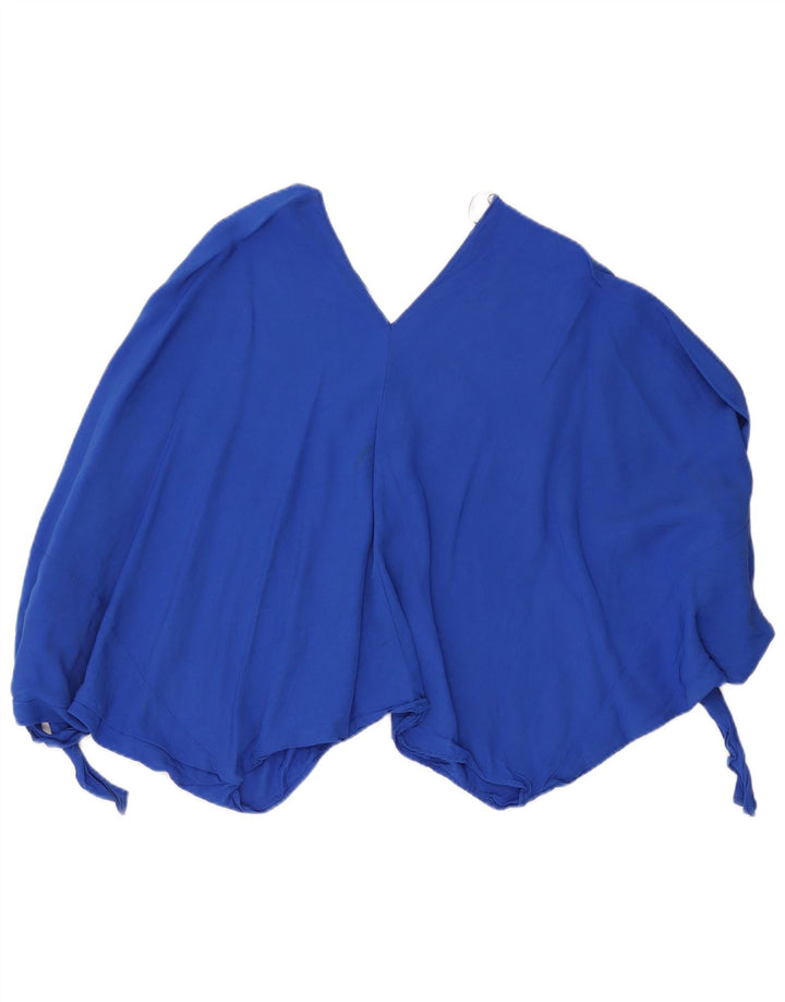 Top Zara da donna, camicetta corta oversize, UK 14, viscosa blu medio