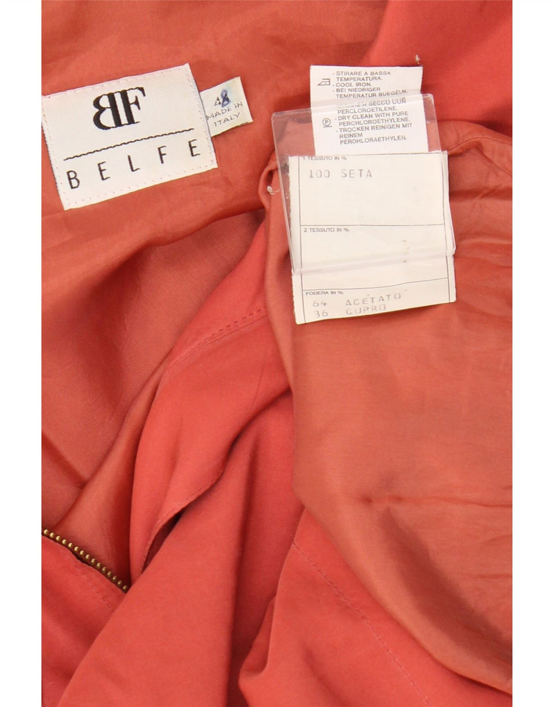Belfe Womens Utility Jacket IT 48 XL Orange Silk