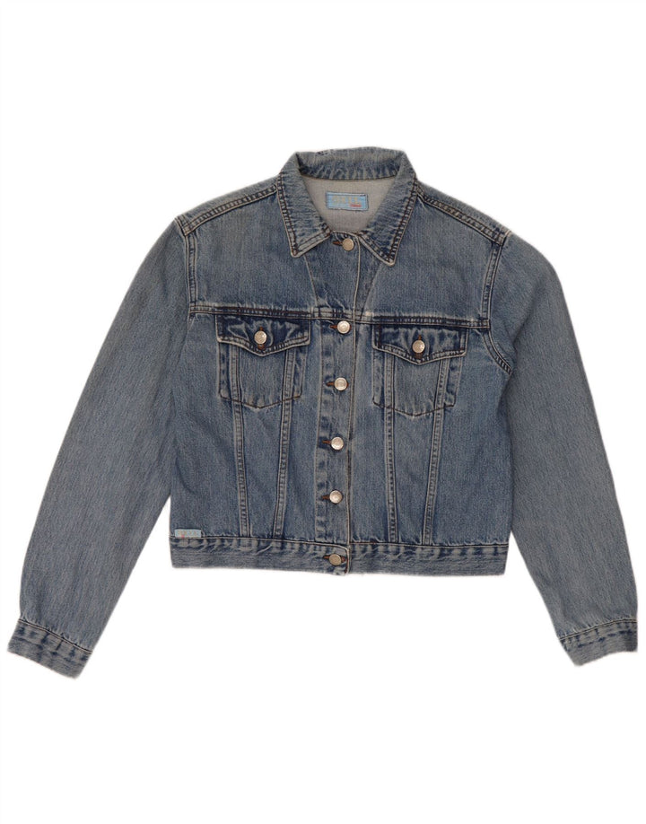 Damska kurtka jeansowa VINTAGE Crop UK 14, średni niebieski