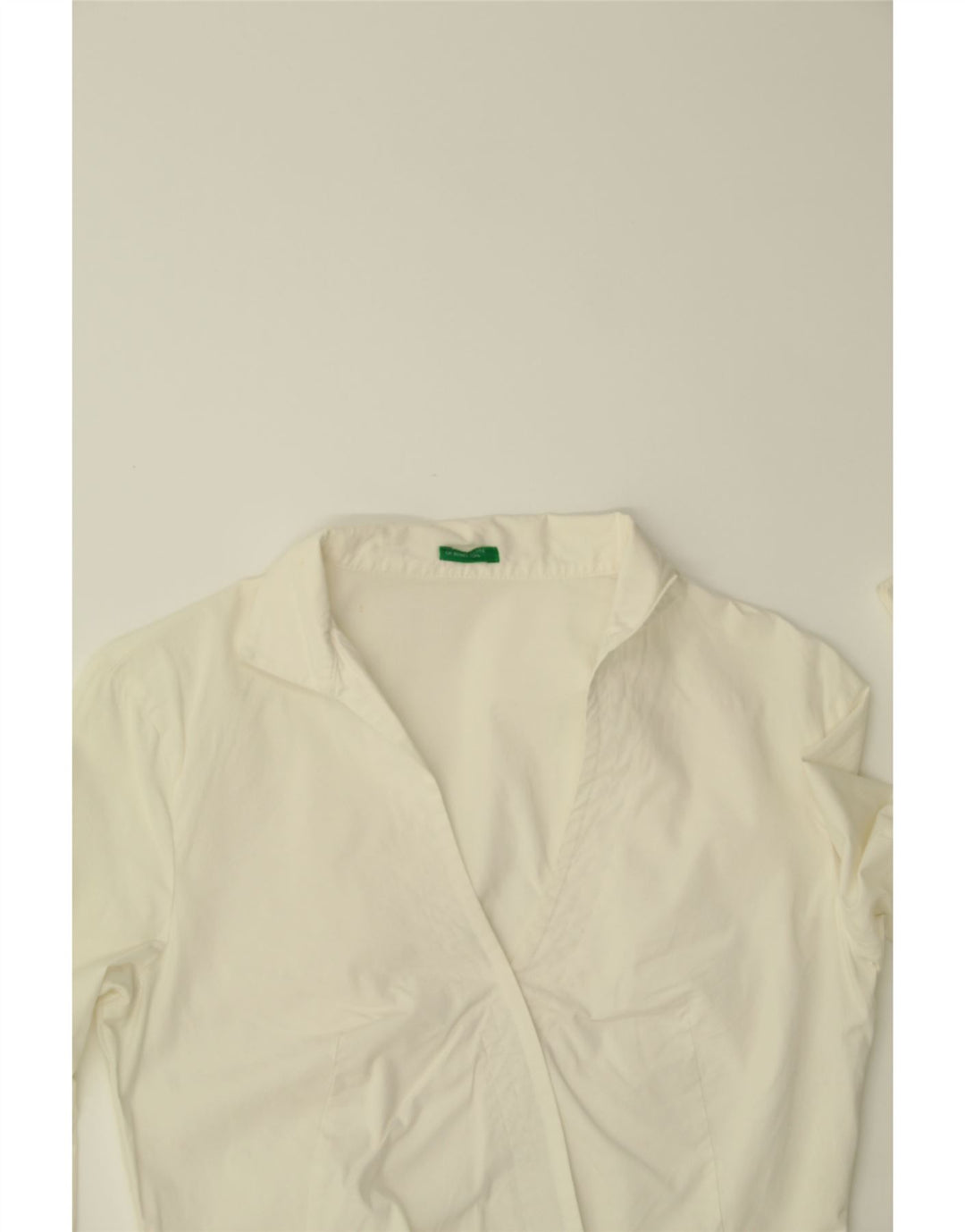 BENETTON Womens Shirt Blouse UK 12 Medium White Cotton