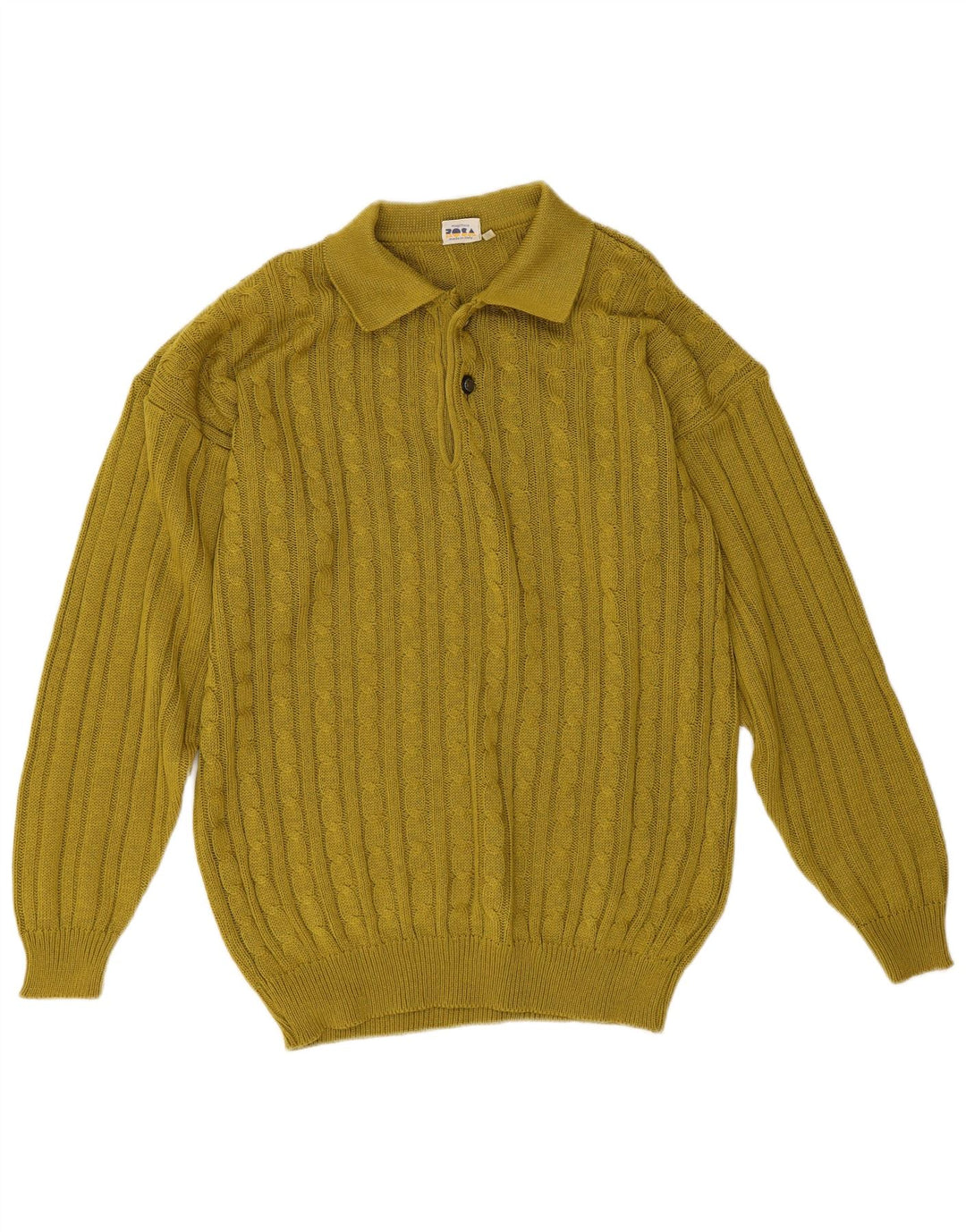 Vintage Mens Polo Neck Jumper Sweater Medium Green Cotton