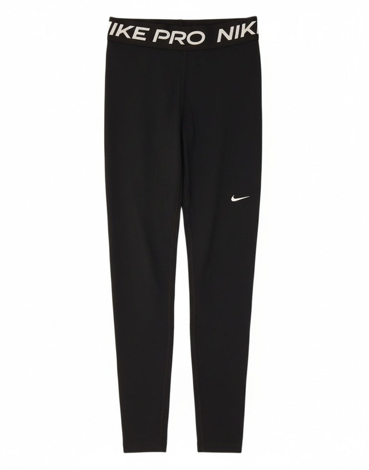 Nike Dame Grafiske Leggings UK 8 Small Black Polyester