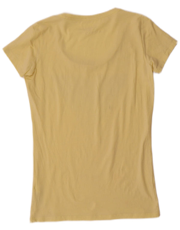 Guess Womens Graphic T-Shirt Top UK 12 Medium Yellow Cotton